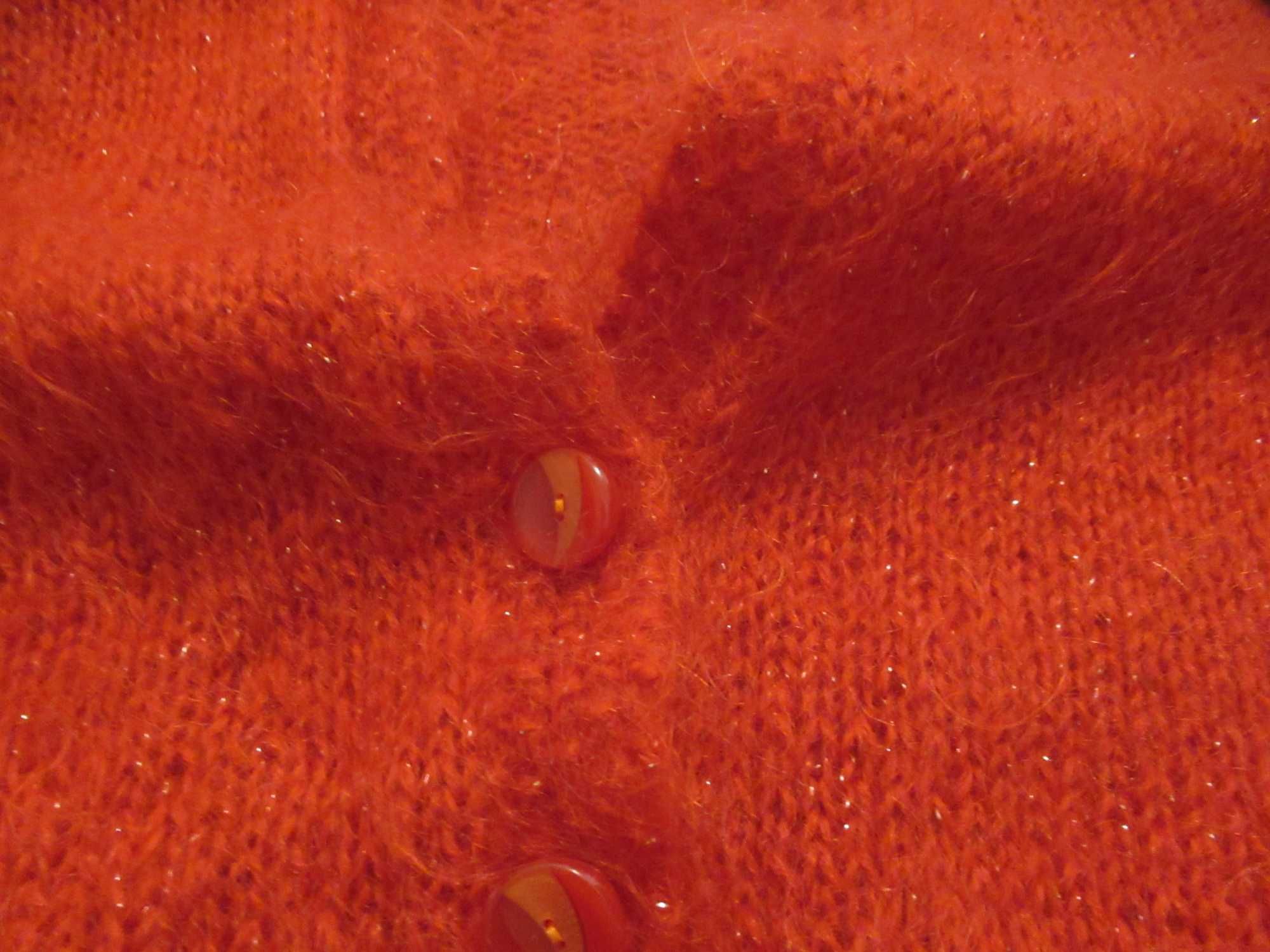 Sweter vintage czerwony 38 40 kardigan