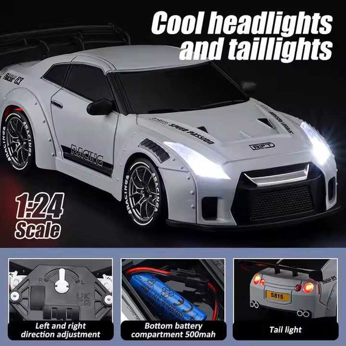 Carro RC Drift 1/24 Nissan GTR LED