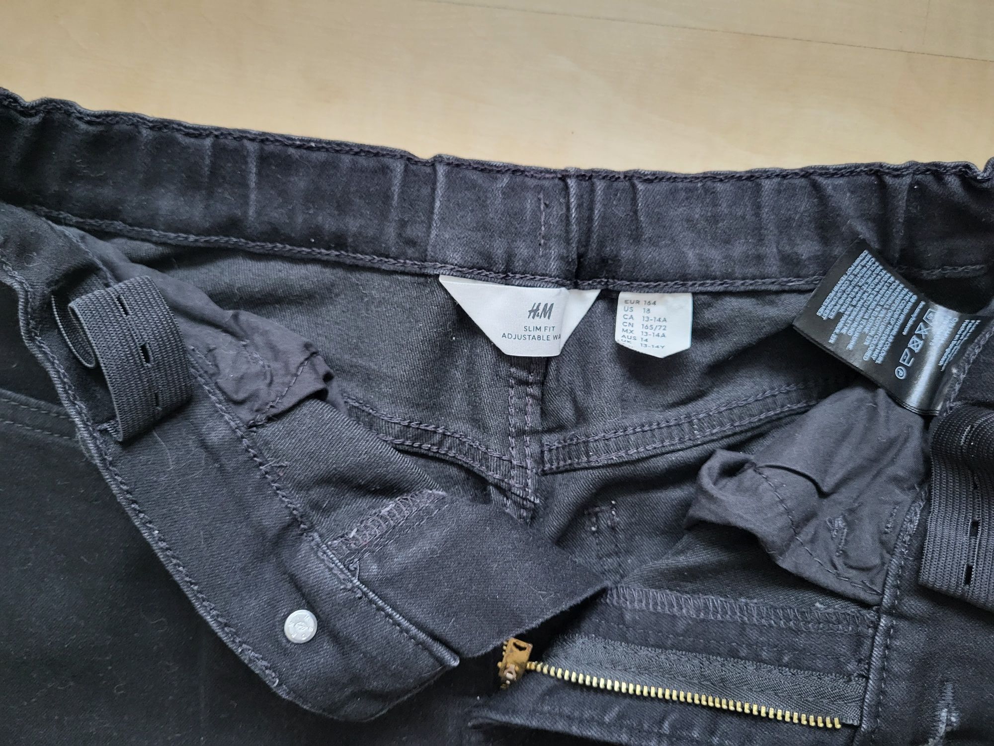 Spodnie czarne jeansowe chłopięce h&m, rozm. 164