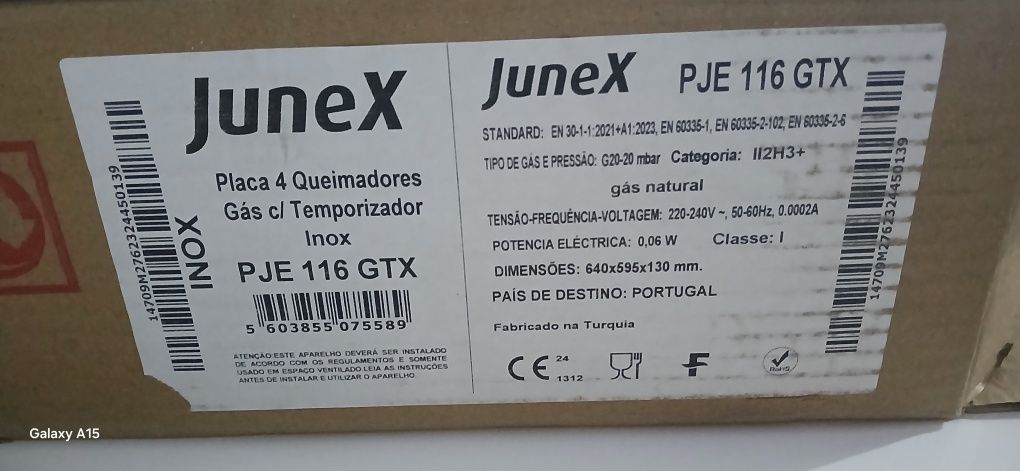 Placa com 4 queimadores á gás com temporizador inox