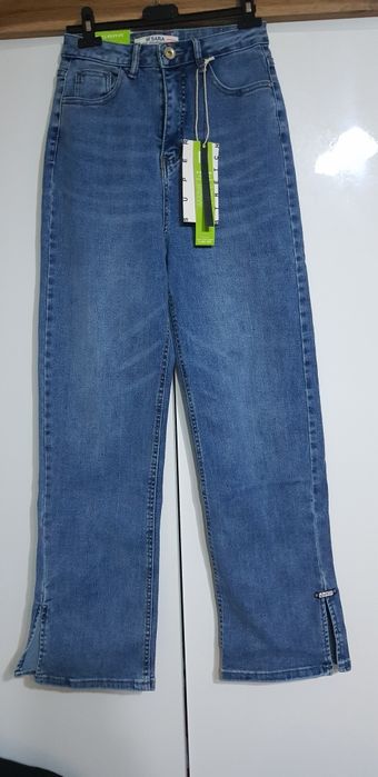 M.sara nowe elastyczne jeansy szwedy z rozcięciami po bokach r.xs