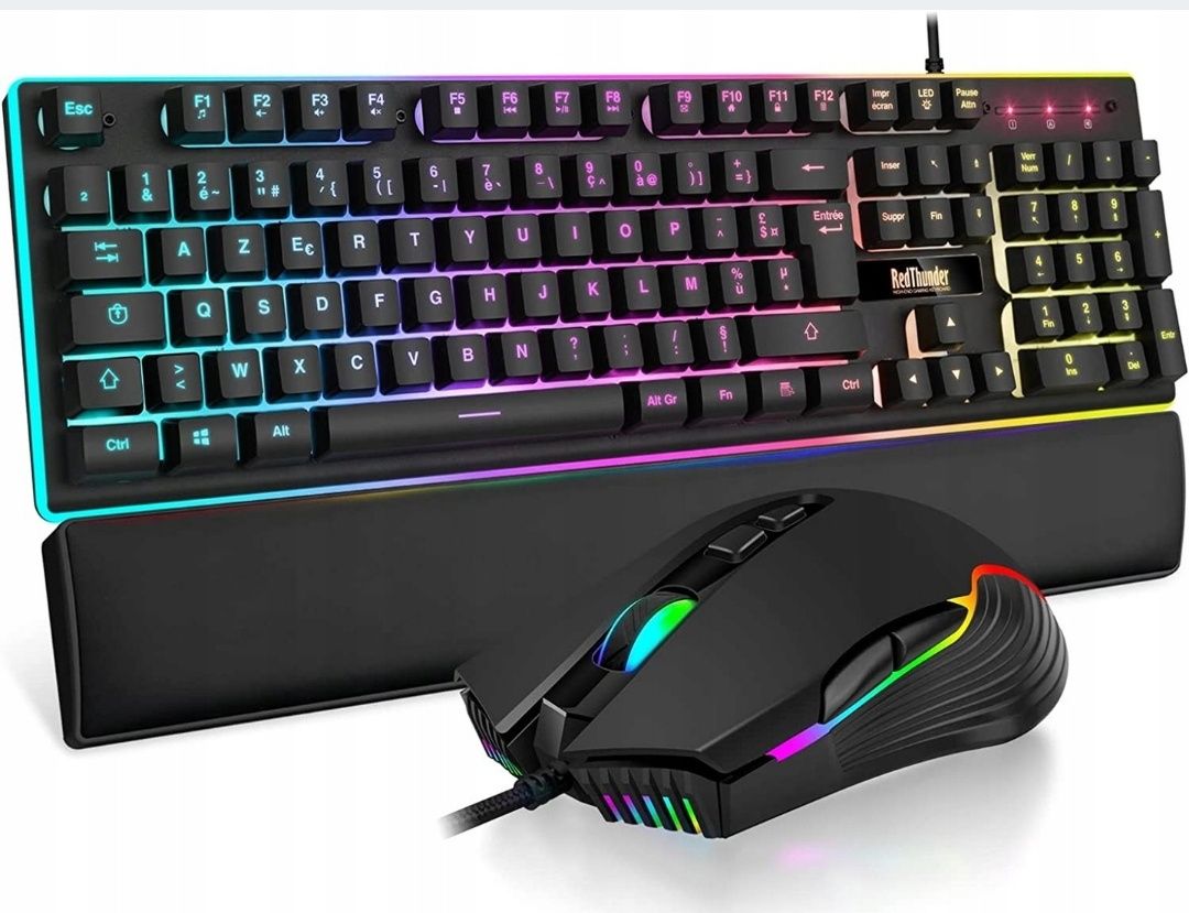 Zestaw 3 w 1 RedThunder K10, klawiatura, mysz i skórzana podkładka RGB