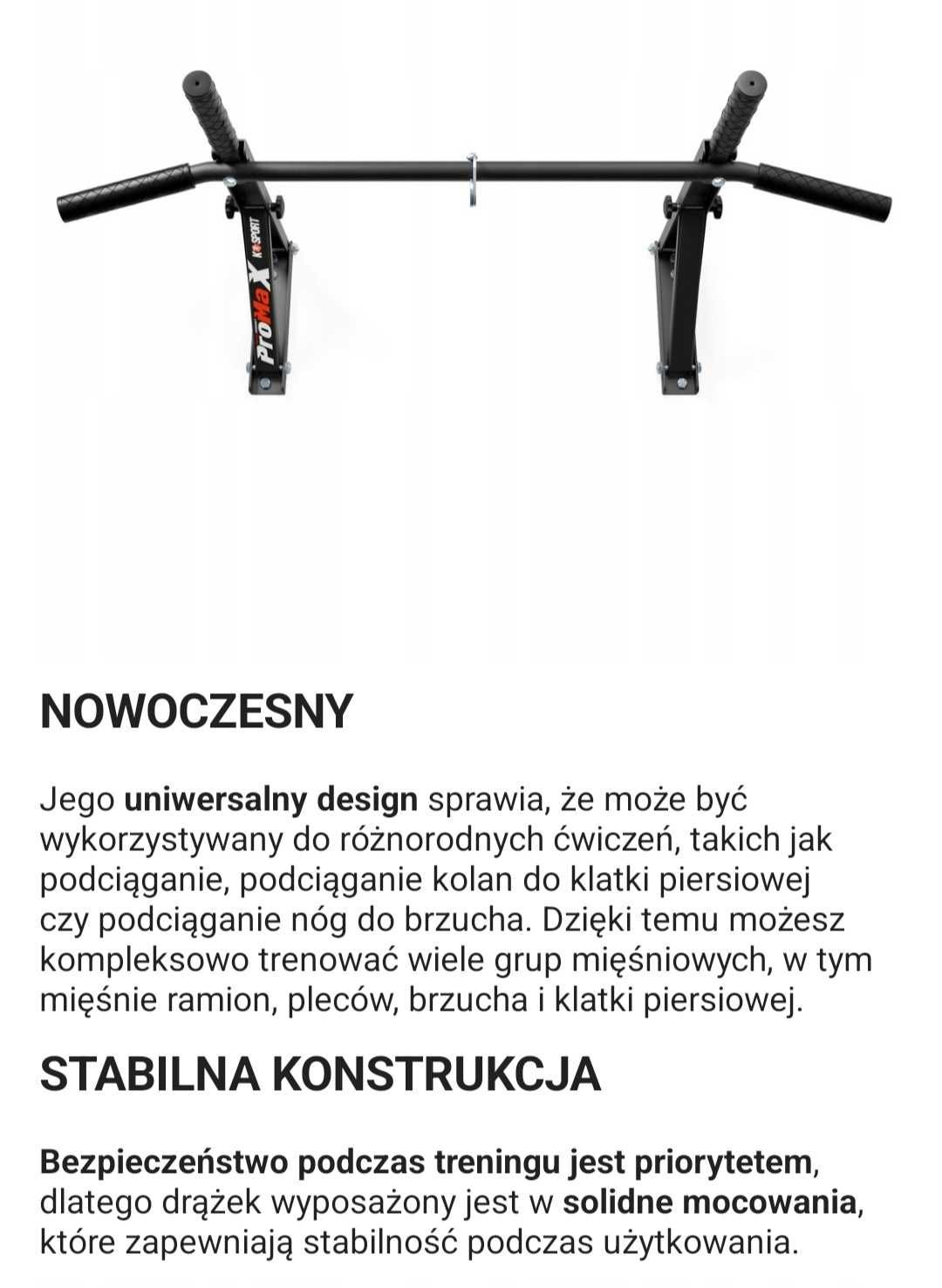 Drążek treningowy mocowany do ściany