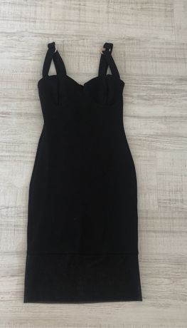 Чорна бандажна сукня міні Prettylittlething