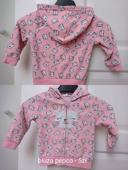 5szt Ciepłe bluzy polarowe na jesień lupilu, f&f r.74/80