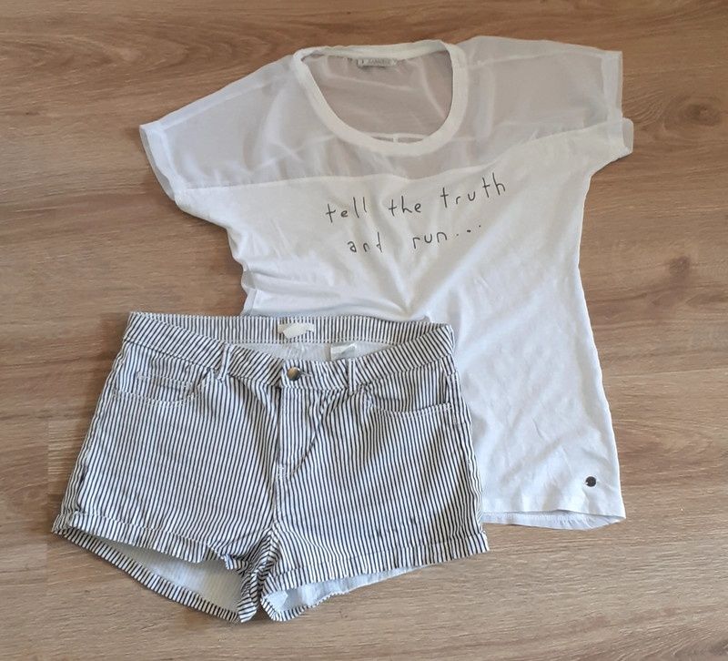 Zestaw ubrań lato 40 L h&m spodenki bluzki