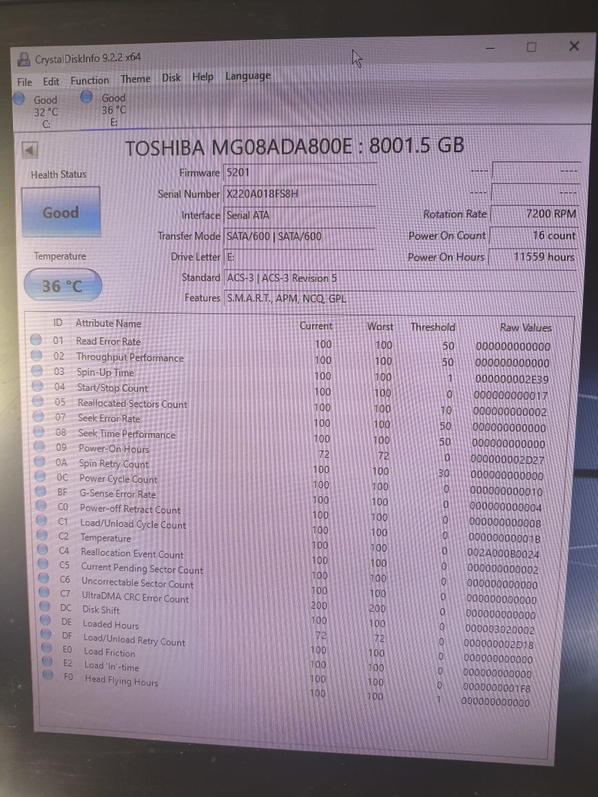 Dysk 8TB MG08ADA800E SATA 3,5"