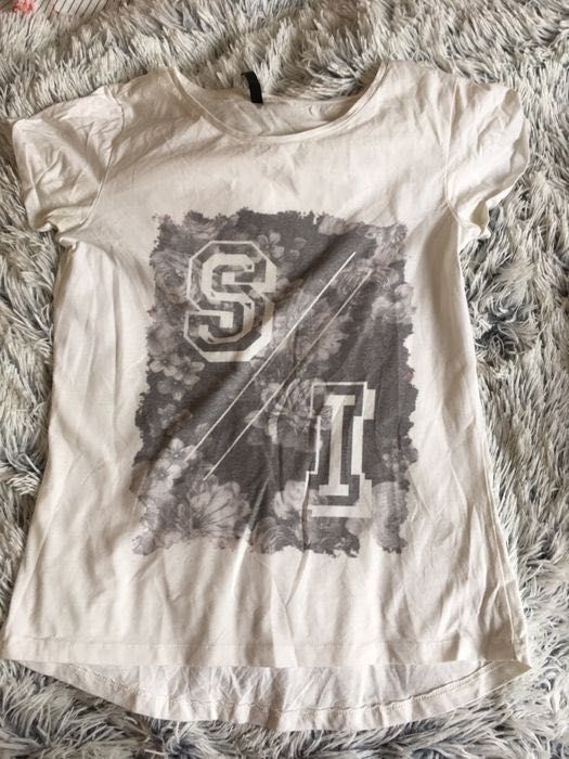 T-shirt koszulka biała z nadrukiem oversize s m 36 38 sinsay kwiaty