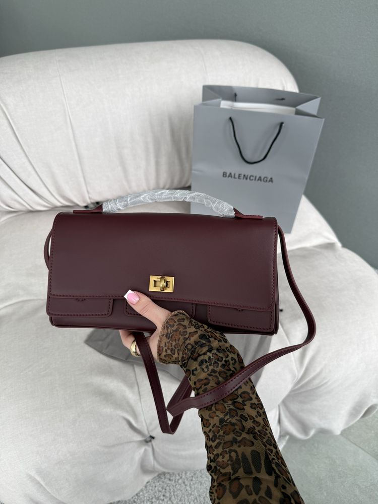 Сумка клатч Balenciaga Bel Air Clutch шкіра | біла та бордова