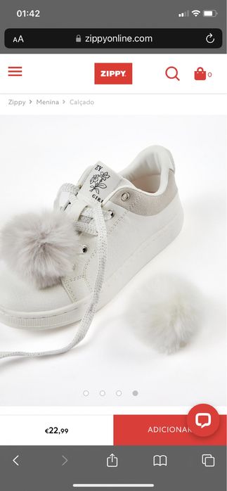 Tenis brancos com pompons menina tamanho 23