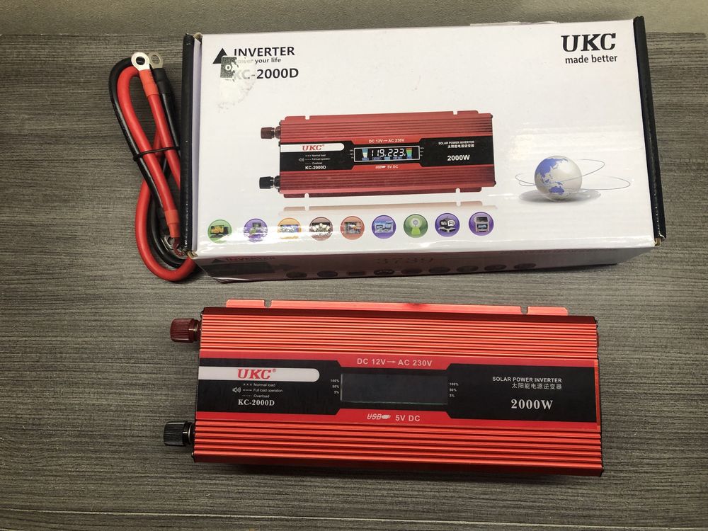 Інвертор UKC 2000W з цифровим LCD дисплеєм