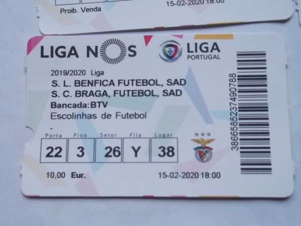 Bilhetes do Benfica x Braga