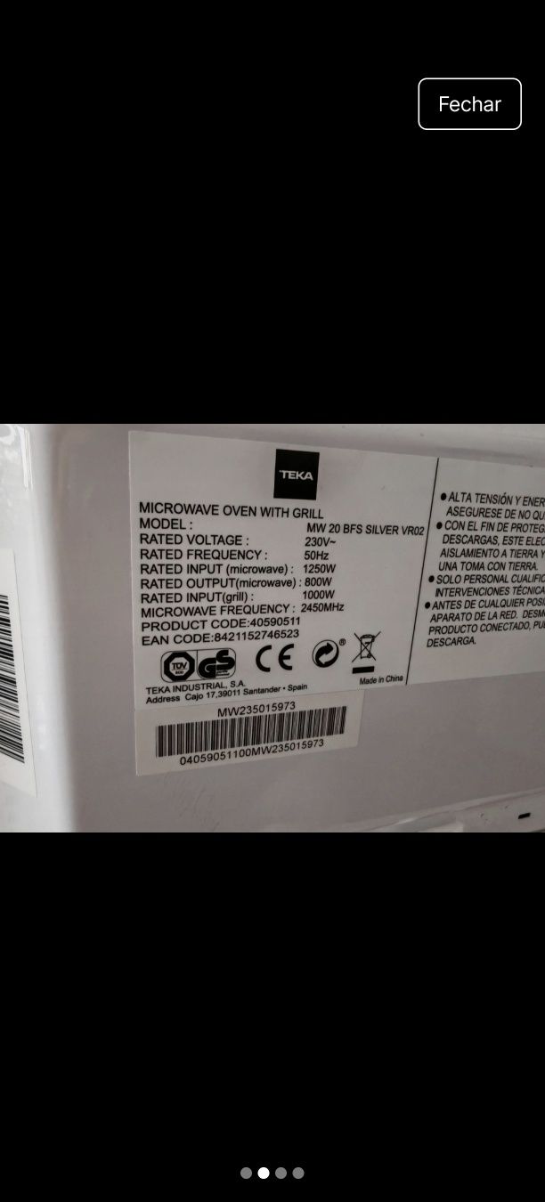 Micro-ondas com Grill TEKA MW 20 BFS SILVER VR02