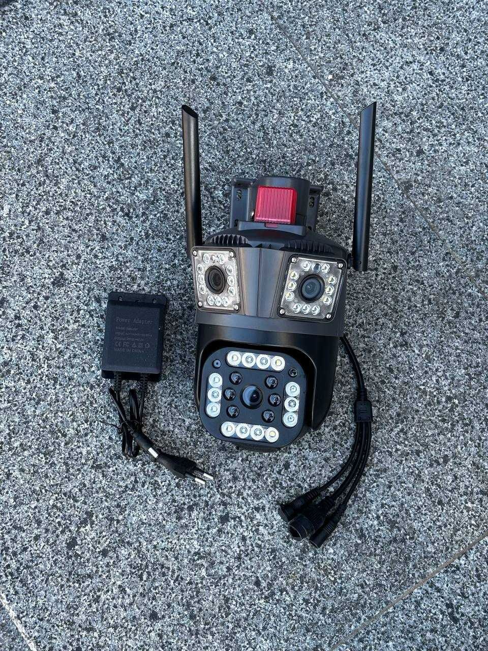 Камера видеонаблюдения 12MP WIFI IP 3 объектива уличная поворотная PTZ