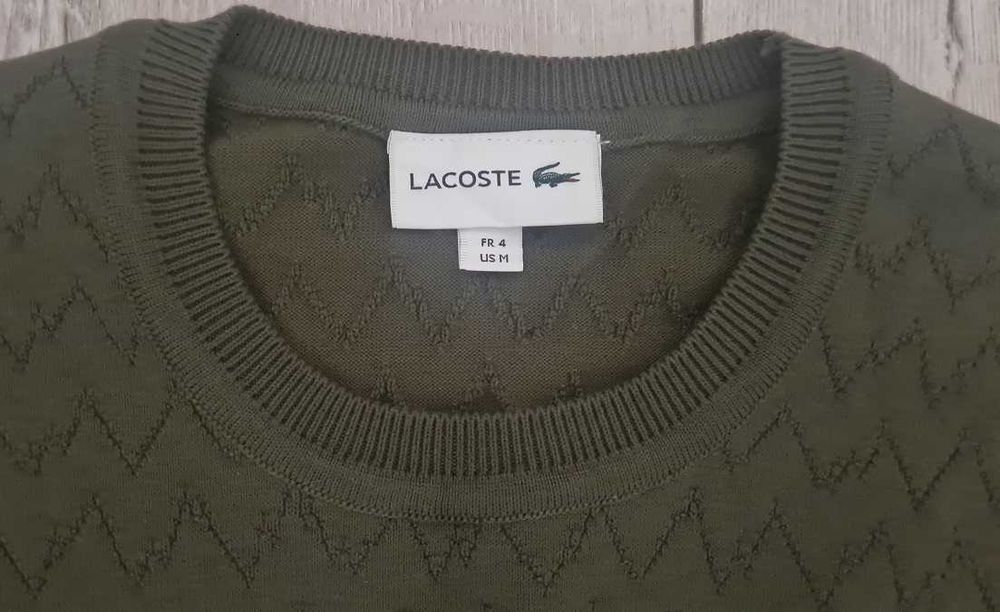 NOWY Sweterek męski LACOSTE oryginalny (rozmiar M/L) OLIWKOWY