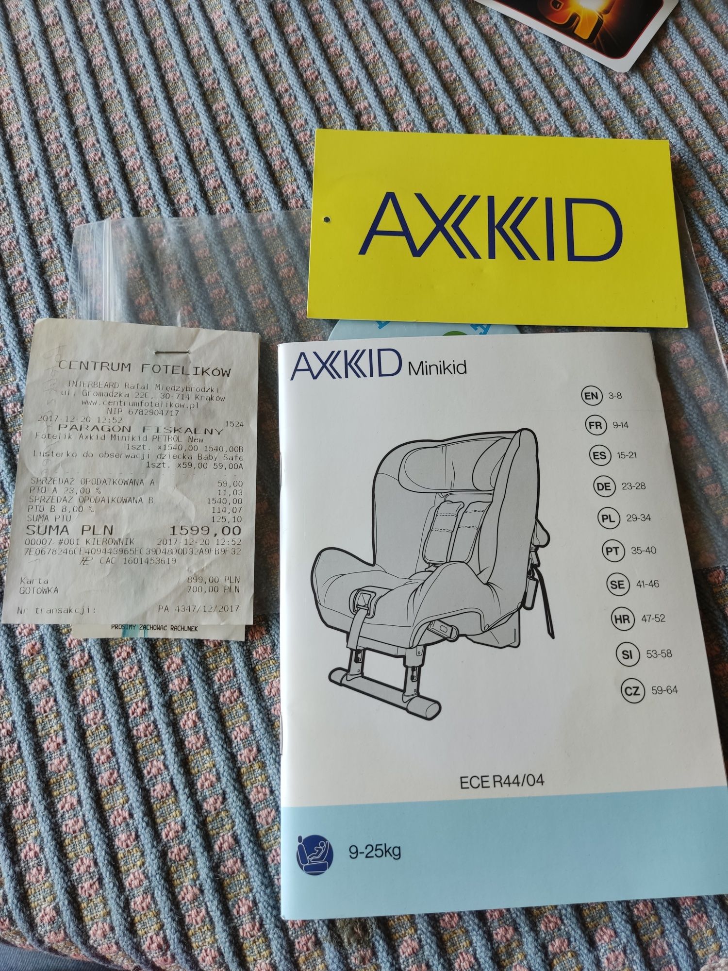 AXKID Minikid fotelik rwf 9-25 kg