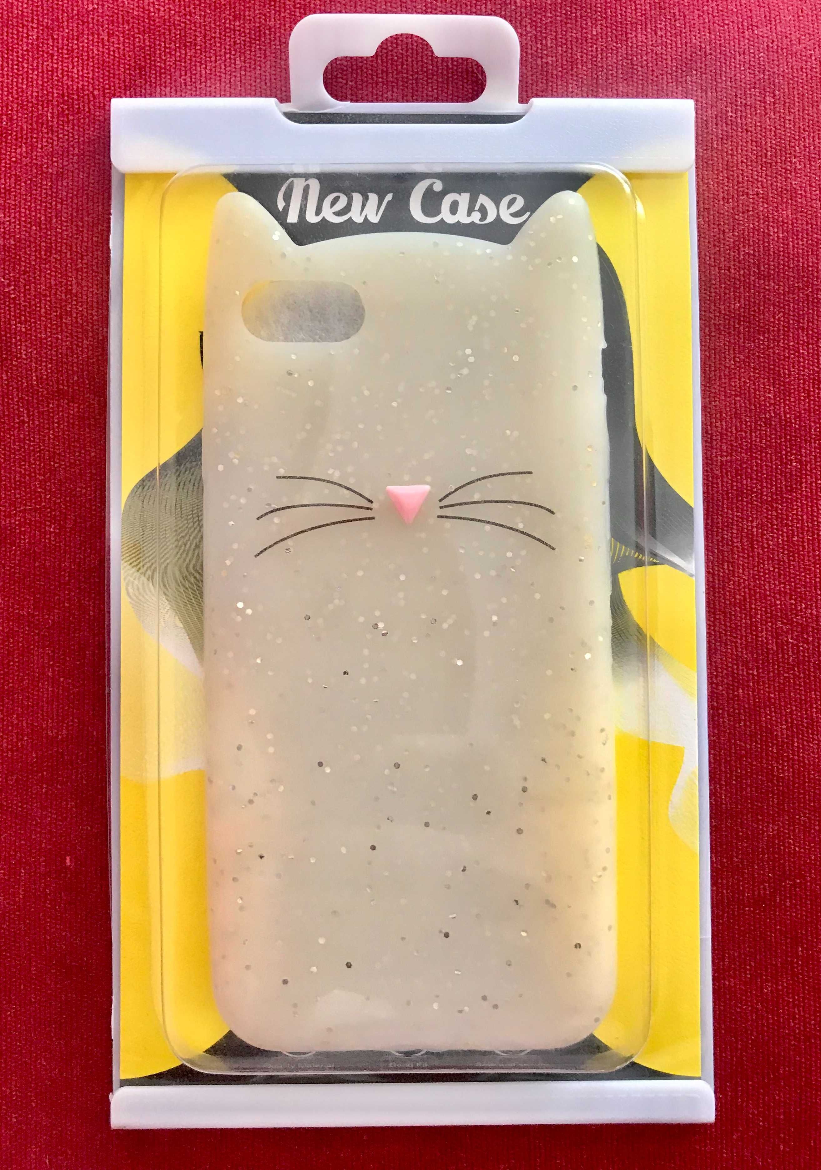 силиконовый чехол "котик" с блестками на iPhone