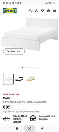 łóżko ikea białe 160x200