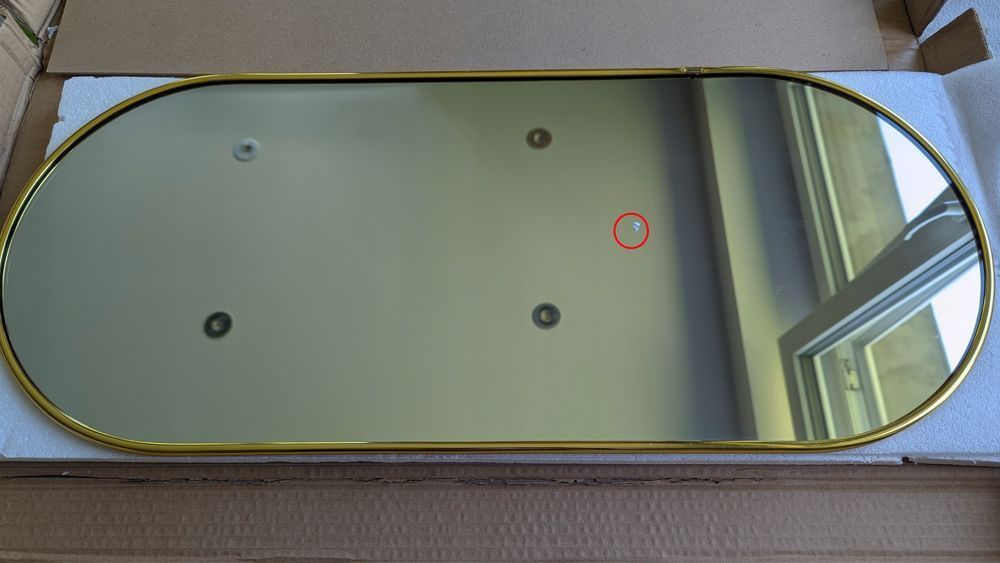 Vidaxl Lustro Ścienne Złote 70X30Cm Owalne Mini Rysa Zdjecia