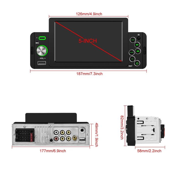 Rádio 1din 5 polegadas CARPLAY Android auto Bluetooth RDS NOVO