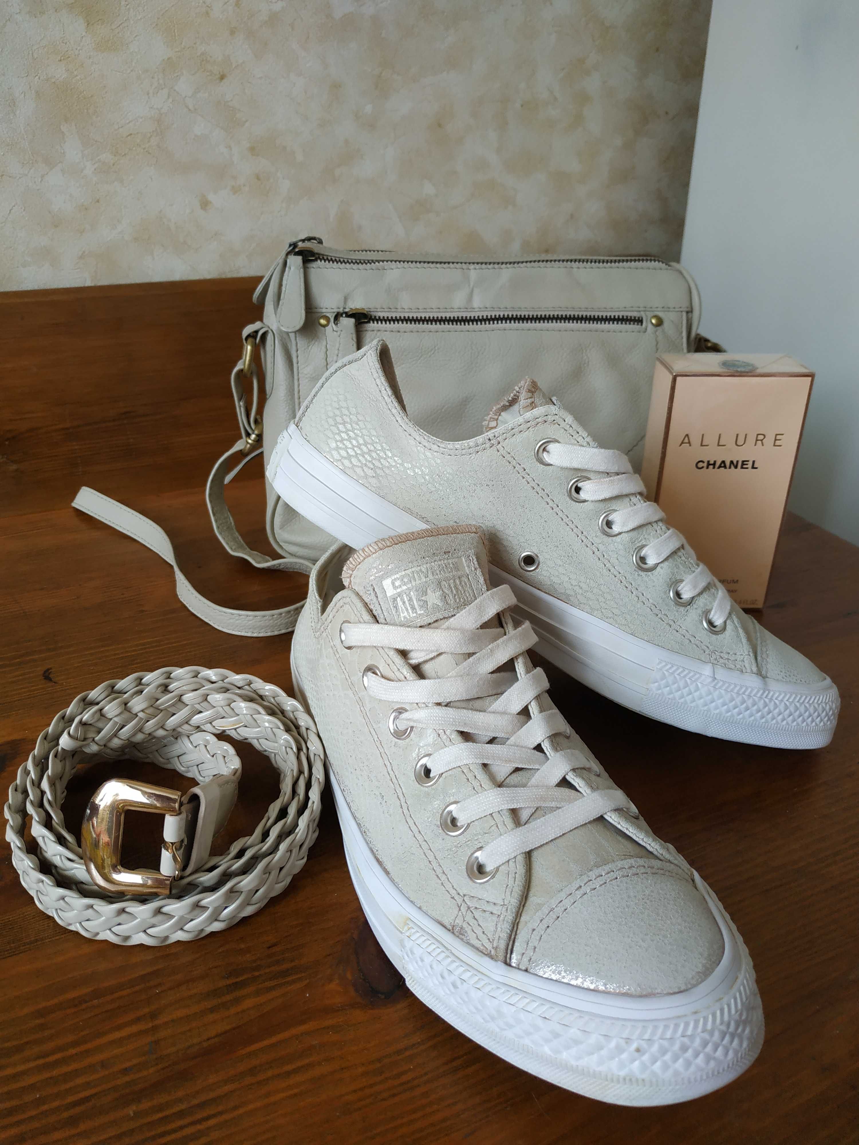 Кеды Converse All Star, бежевые конверсы,кеди колір пудра 40 р., 26 см