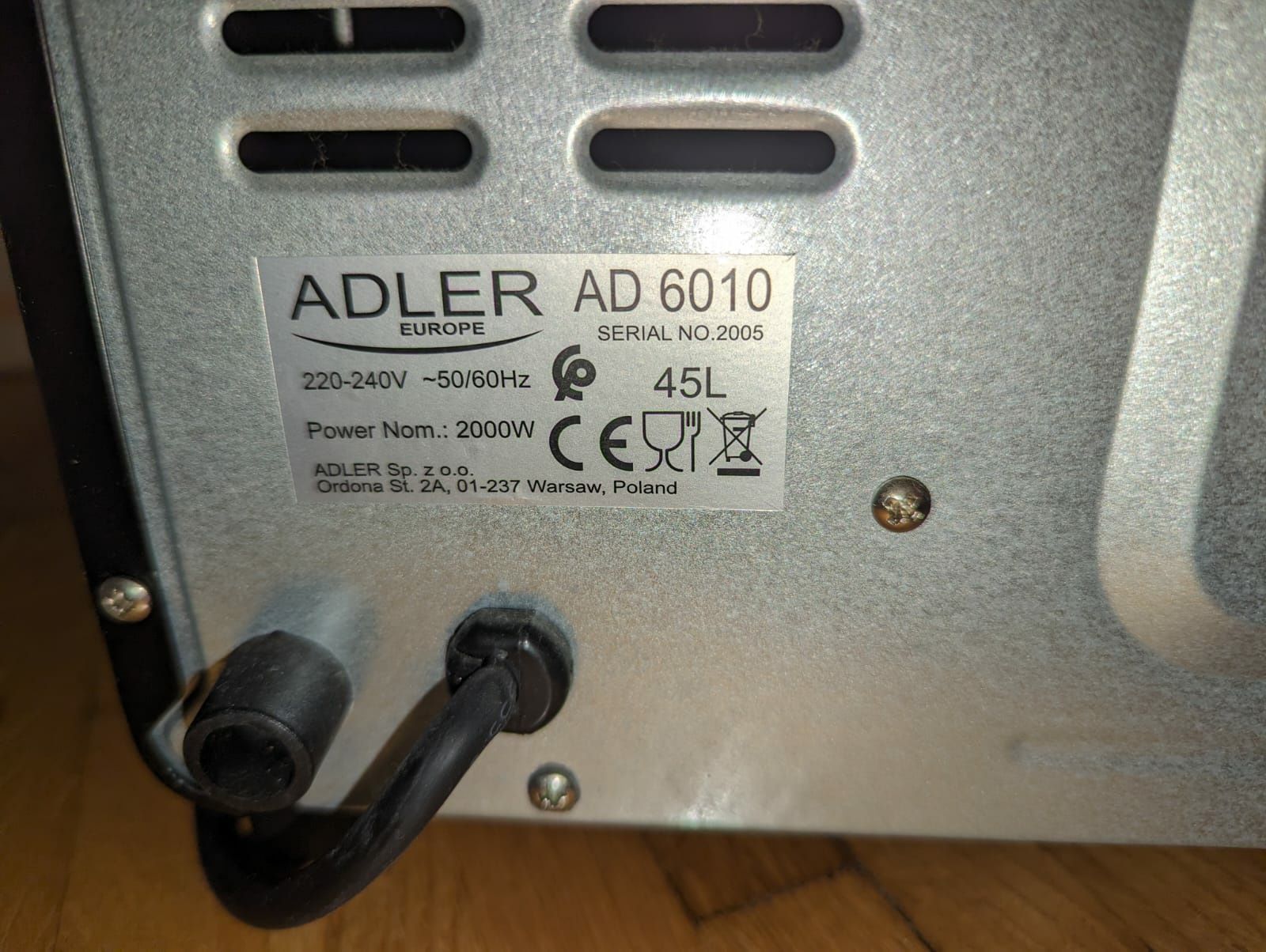 Piekarnik stolowy 45 l Електродуховка Adler AD6010