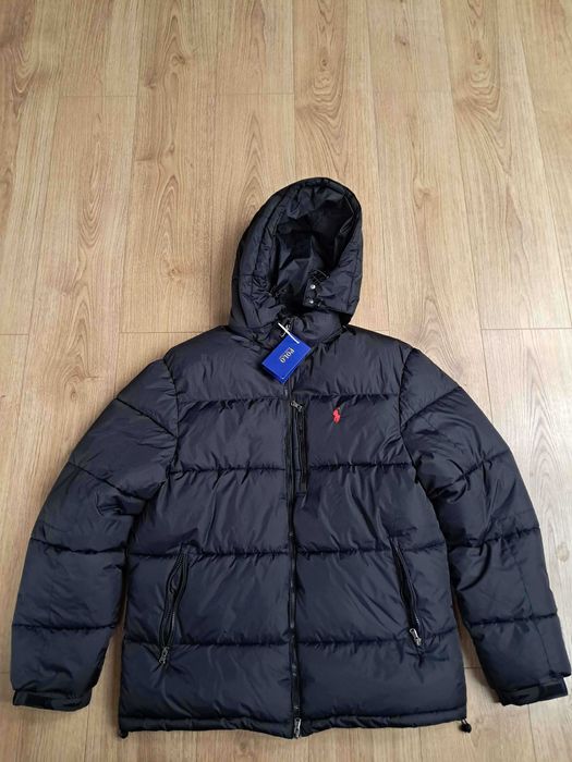 Puchowa kurtka zimowa Polo Ralph Lauren – czarna, z kapturem