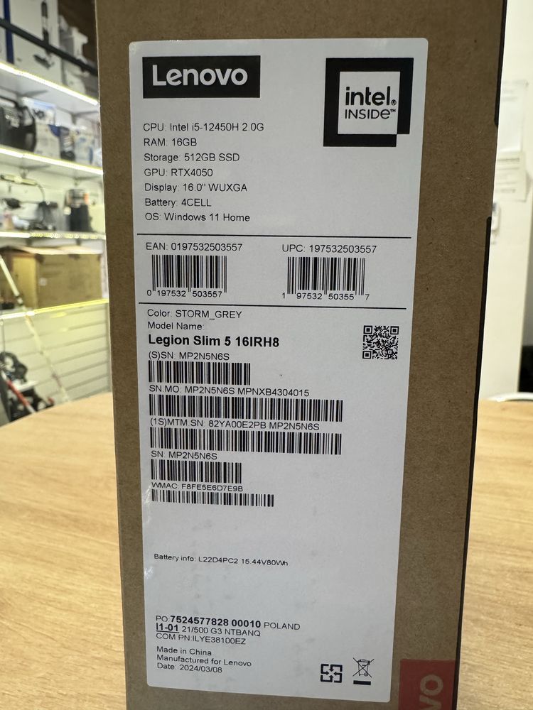 Nieużywany Lenovo Legion Slim 5 16IRH8 -- otoLOMBARD Lumik