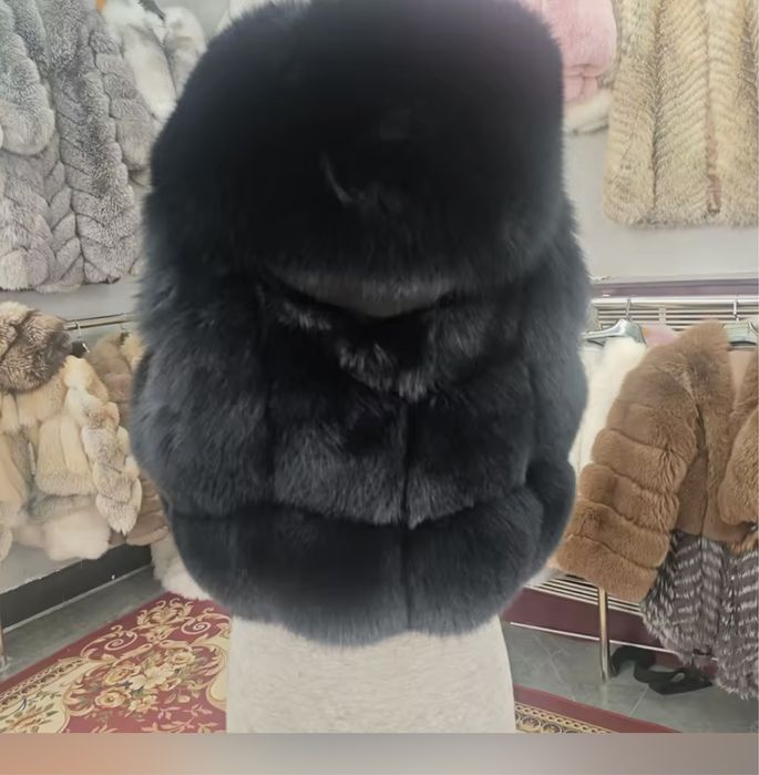 Kontantto kamizelka z futra lisa z kapturem turkus xs-5xl