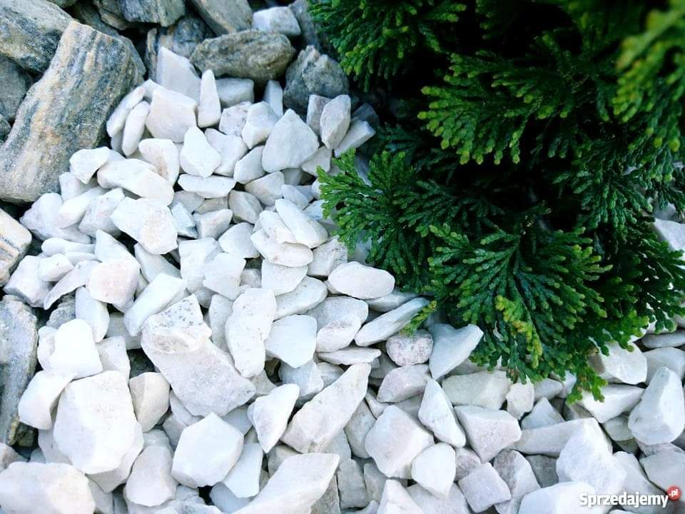PŁUKANY Grys granitowy BIAŁY BEZ RUDEGO nakrapiany strzegomski granit