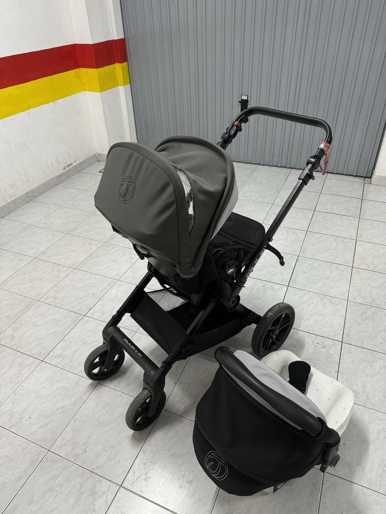 Carrinho de bebe com cadeira de passeio, ovo e isofix