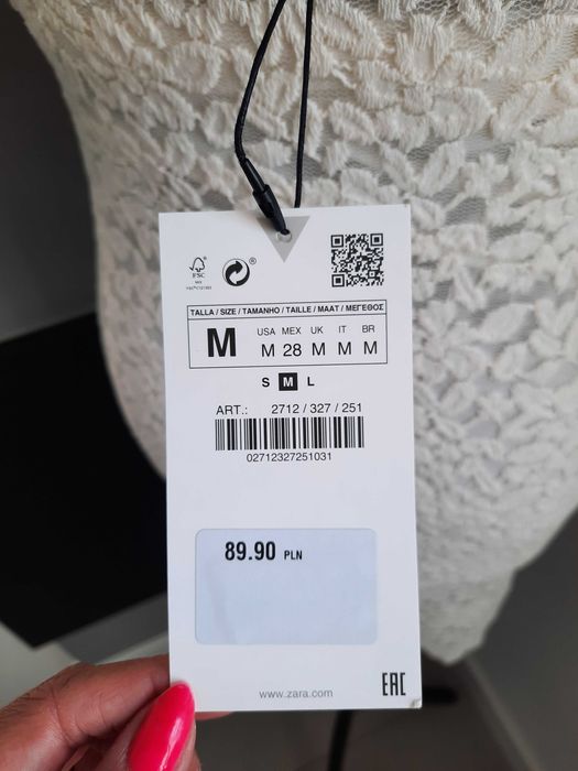 Sukienka koronkowa mini Zara łamana biel wpadająca w ecru wesele ślub