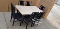 Nowe: Stół 80x140/180 + 6 krzeseł, CZARNY/blat sonoma + CZARNY