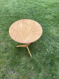 Stolik okrągły lite drewno bukowe stół stoliczek vintage drewniany