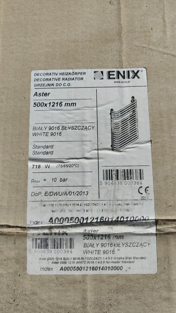 Grzejnik biały błyszczący Enix Aster 500x1216
