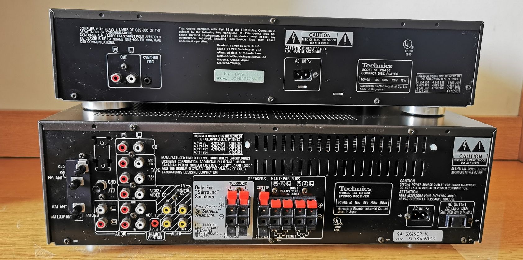 Amplituner Technics SA-GX490 + Odtwarzacz CD Technics SL-PG450
