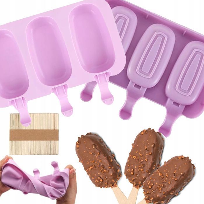 Silikonowa Forma Do Lodów Na Patyku Foremki + Patyczki Domowe Lody