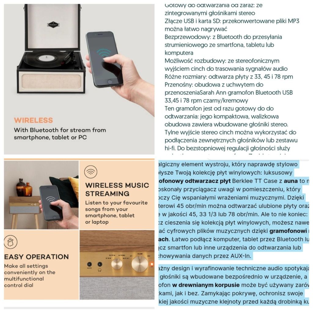 Gramofon walizkowy retro