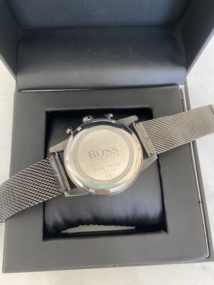 NEW Relógio BOSS Navigator Chrn Gry Dial/ Mesh Bct