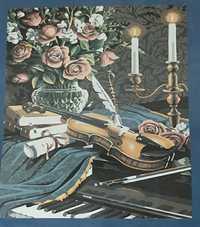 Картина по номерам рояль скрипка свечи розы 50*40см