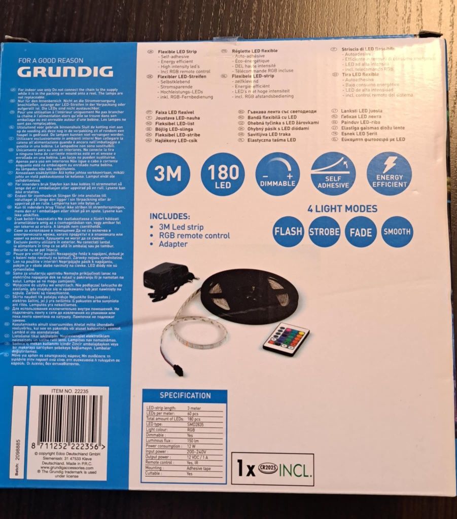 Grundig Elastyczna taśma Led  Rgb kolorowa z pilotem