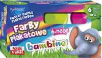 Farby plakatowe neon 20ml 6 kolorów BAMBINO