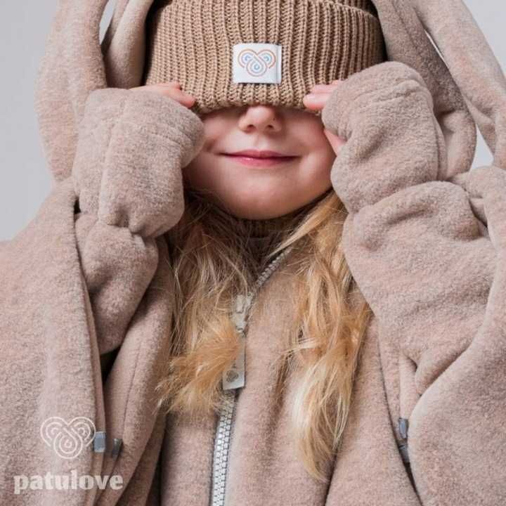 Ponczo PATULOVE BUNNY 2025 rozm. S 0-3lata + MITENKI na rączki Zestaw