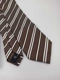 Van laack brązowy jedwabny krawat w paski
