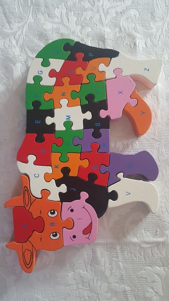 Puzzle drewniane-krowa oraz zgadnij z Czu-czu