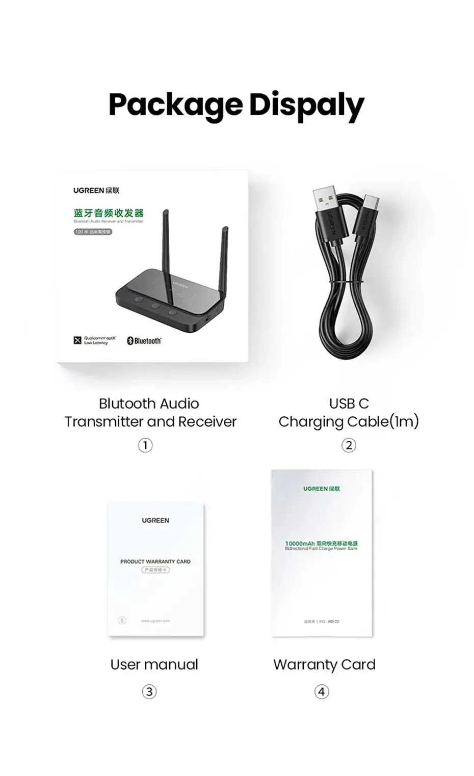 UGREEN 100 м Long Range Bluetooth 5.0