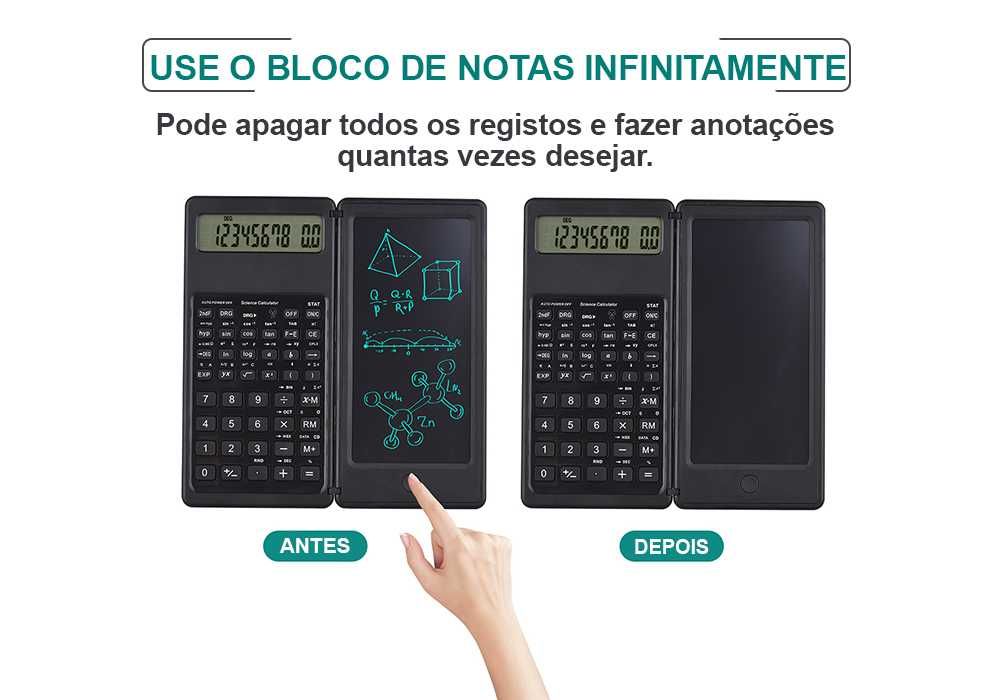 Calculadora cientifica com bloco de notas digital