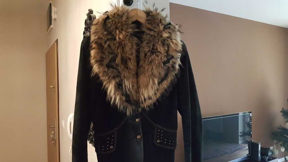 Kurtka skóra naturalna futerko L