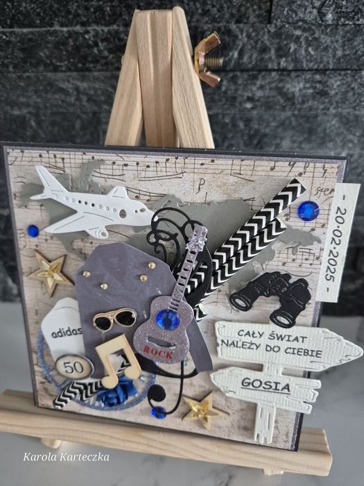 Kartka 18/30/40/50/60 Rock, podróże. Urodzinowa 3D