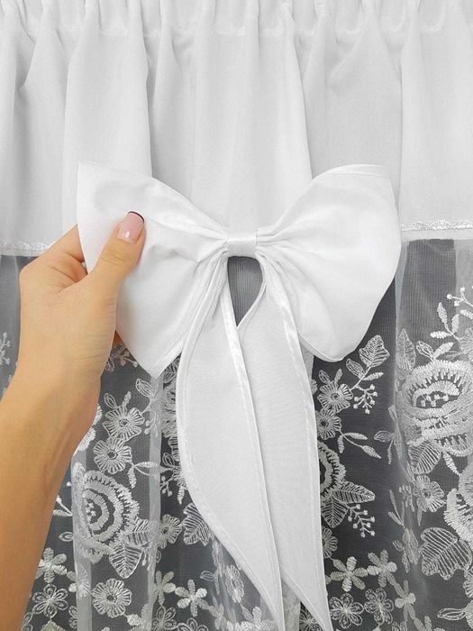 Komplet firanek do kuchni kokardki koronka